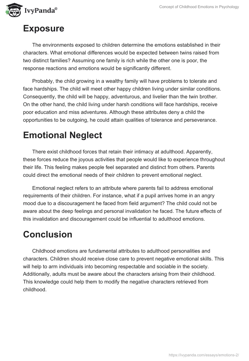 Concept of Childhood Emotions in Psychology. Page 2