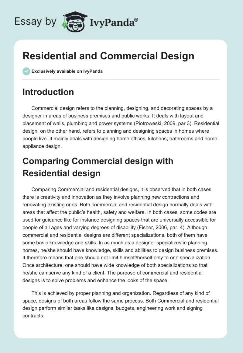 Residential and Commercial Design. Page 1