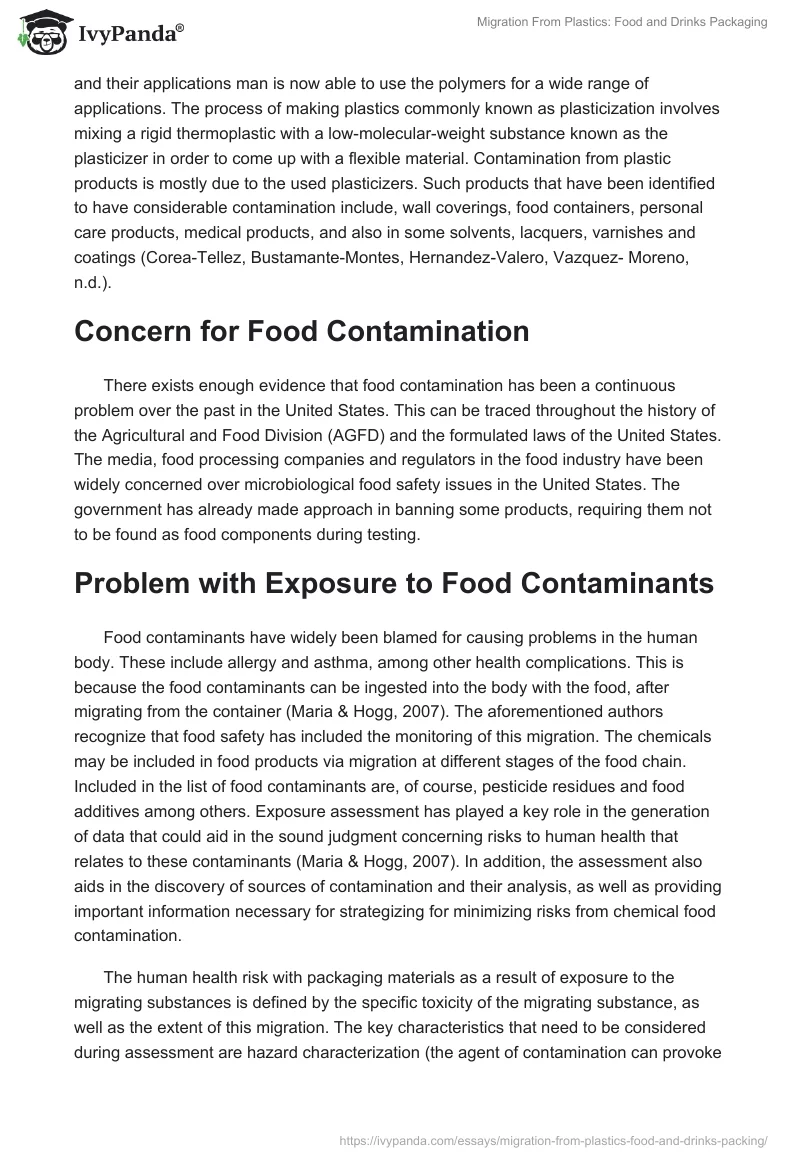 Migration From Plastics: Food and Drinks Packaging. Page 2