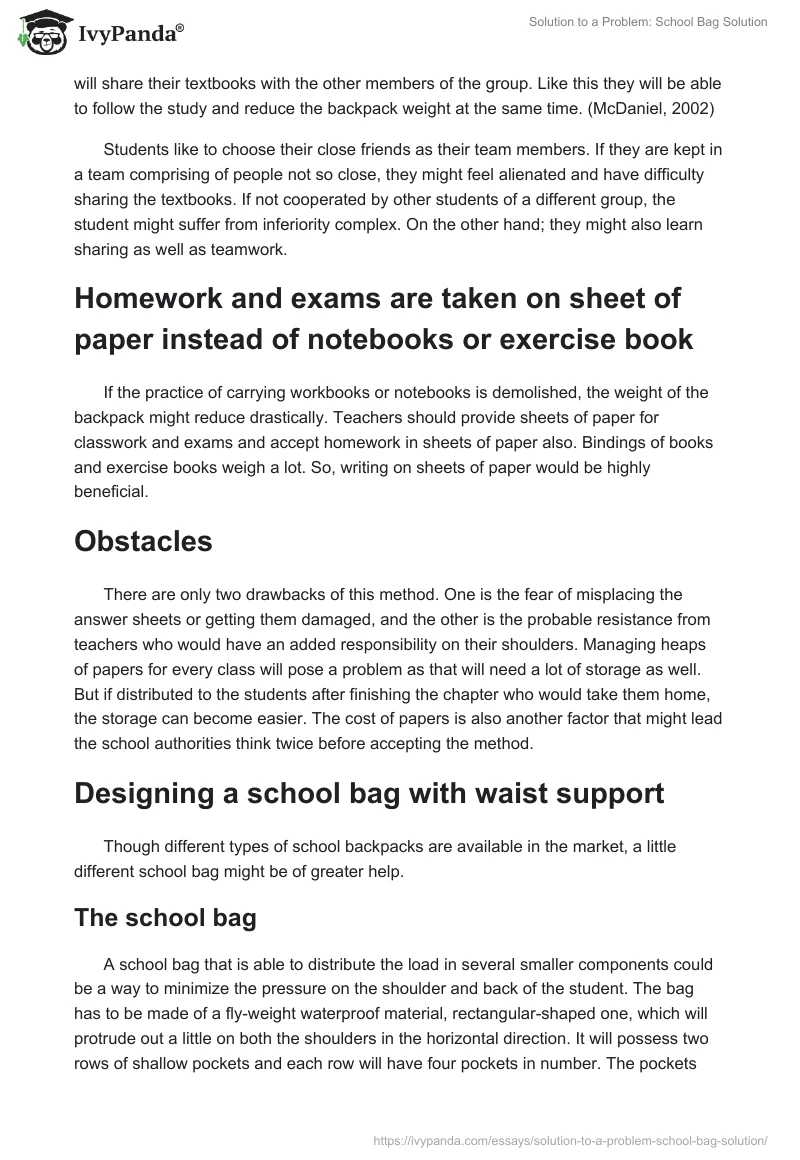 Solution to a Problem: School Bag Solution. Page 5