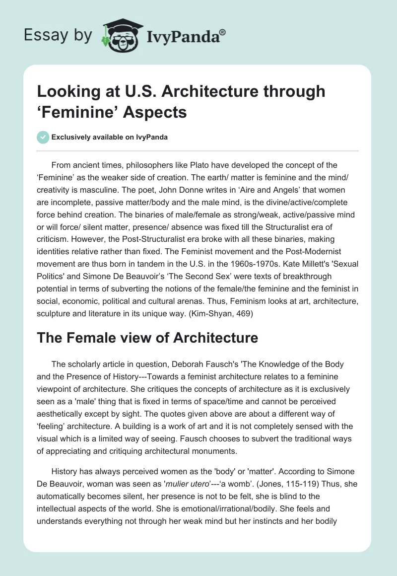 Looking at U.S. Architecture through ‘Feminine’ Aspects. Page 1