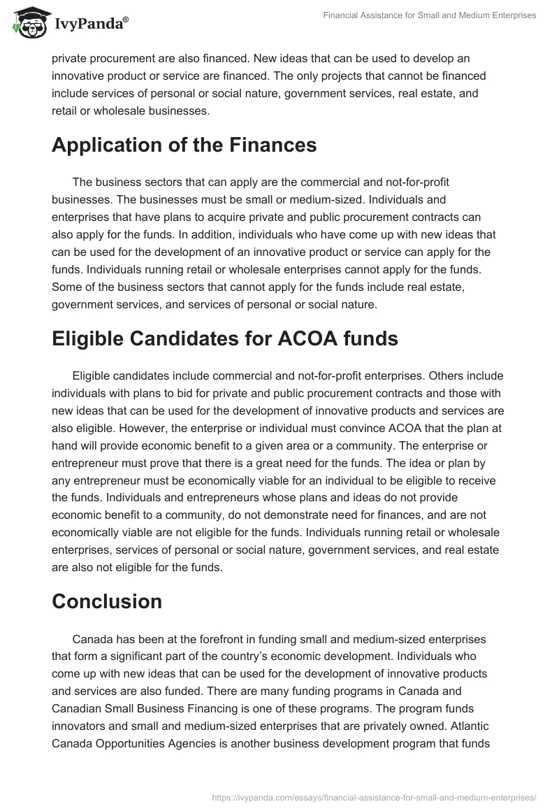 Financial Assistance for Small and Medium Enterprises. Page 3