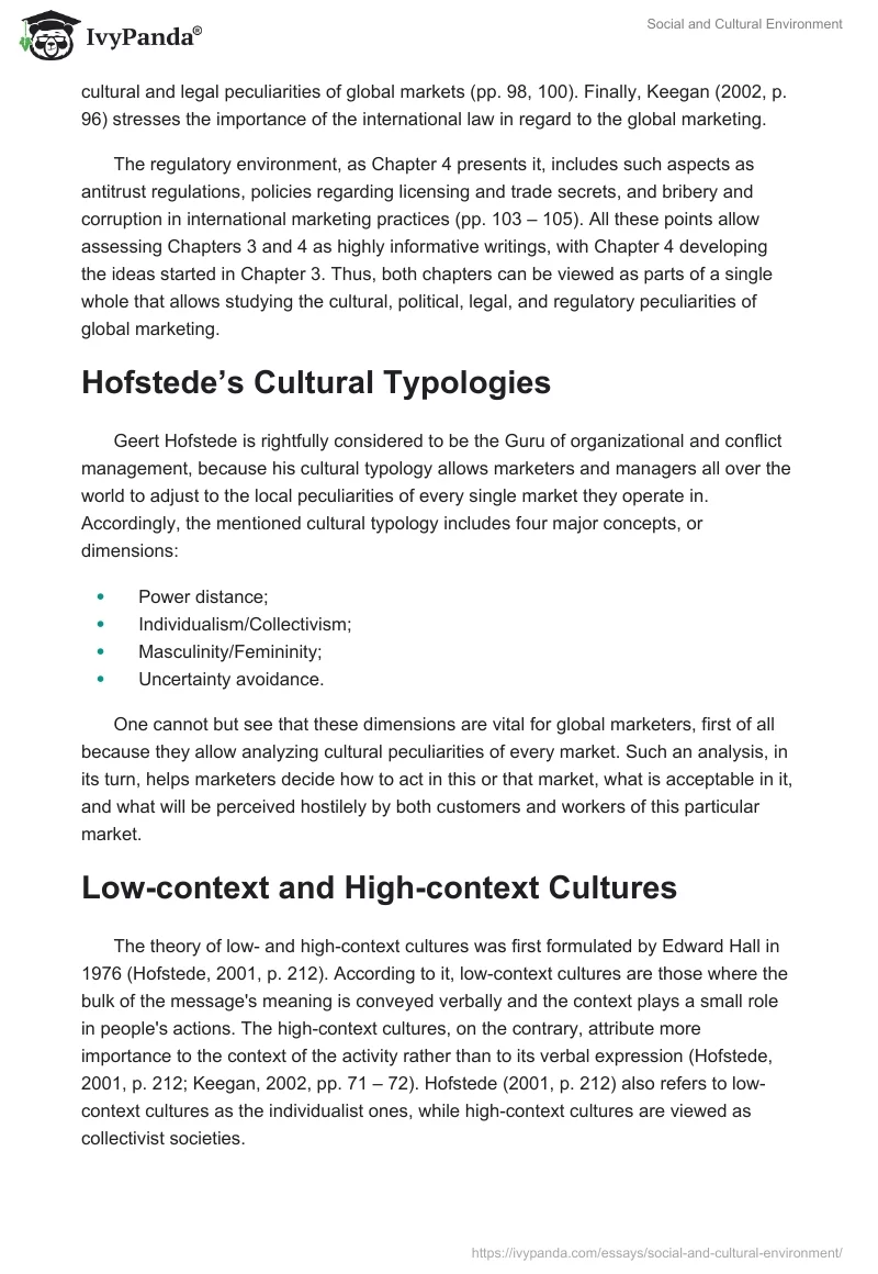 Social and Cultural Environment. Page 2