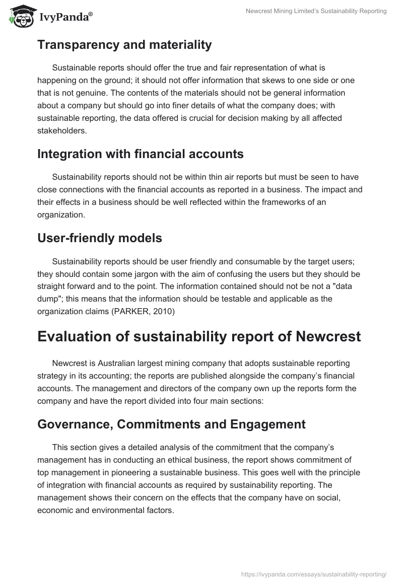 Newcrest Mining Limited’s Sustainability Reporting. Page 4