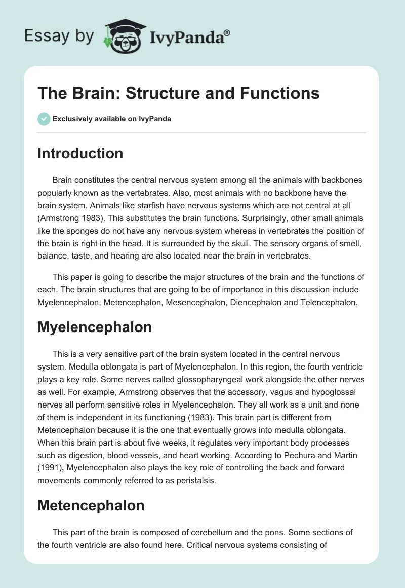 The Brain: Structure and Functions. Page 1