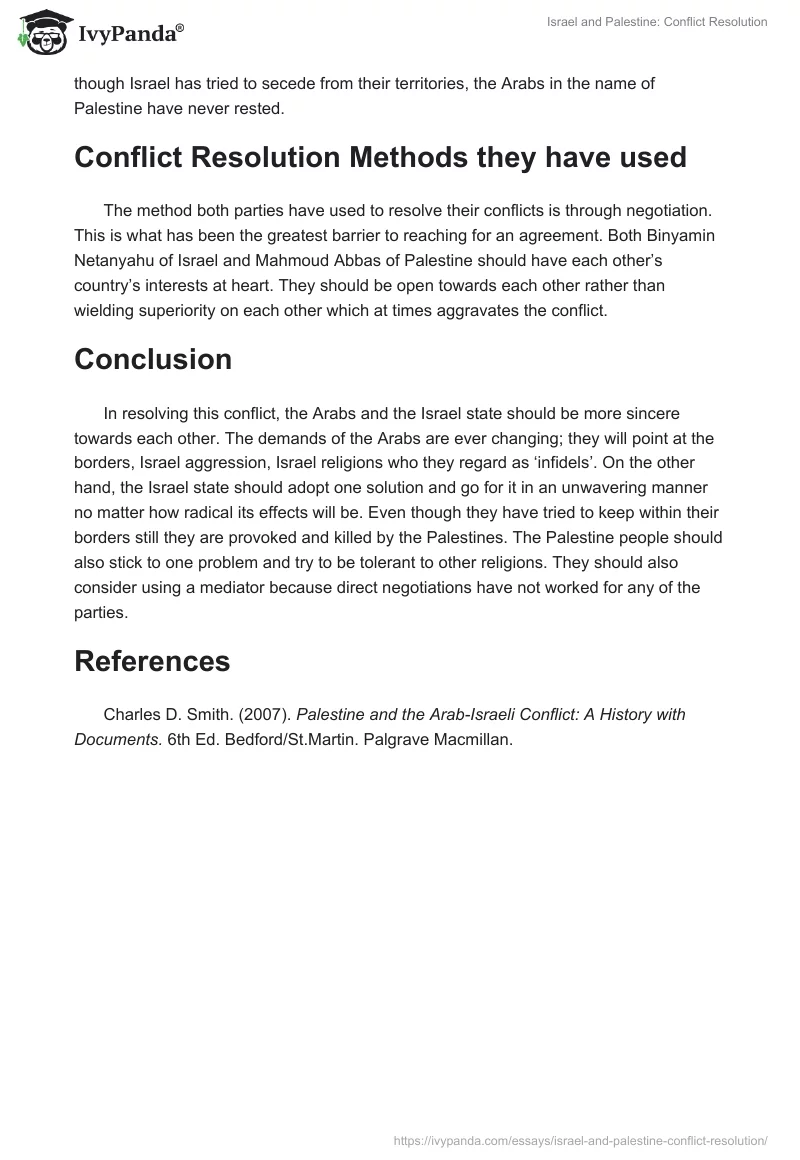 Israel and Palestine: Conflict Resolution. Page 2