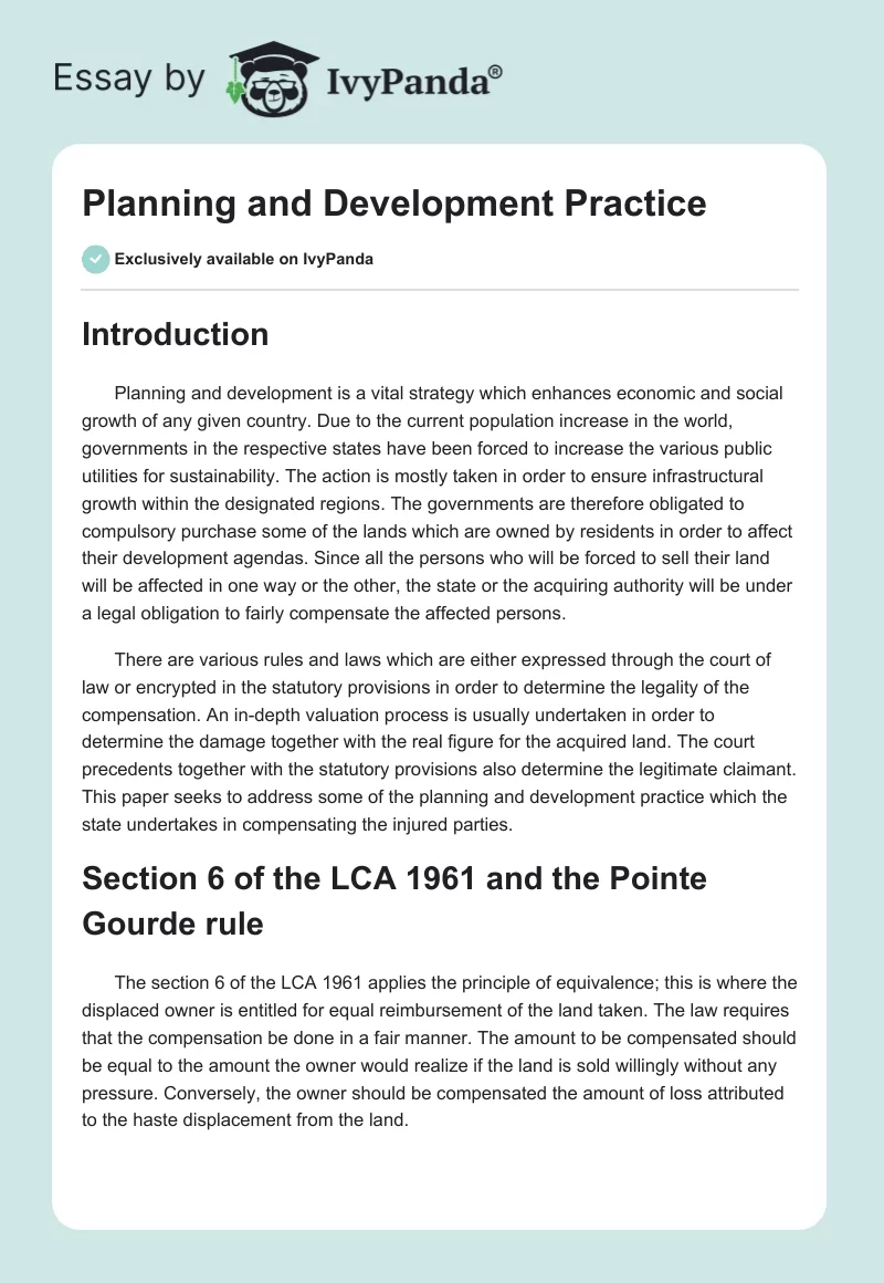 Planning and Development Practice. Page 1