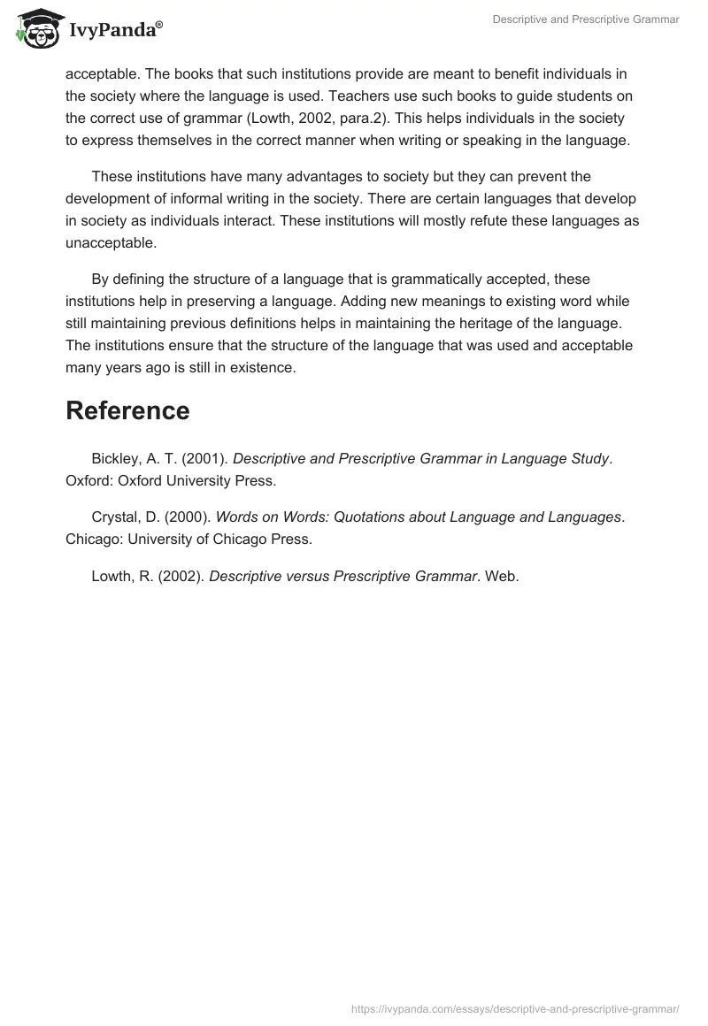 Descriptive and Prescriptive Grammar. Page 2