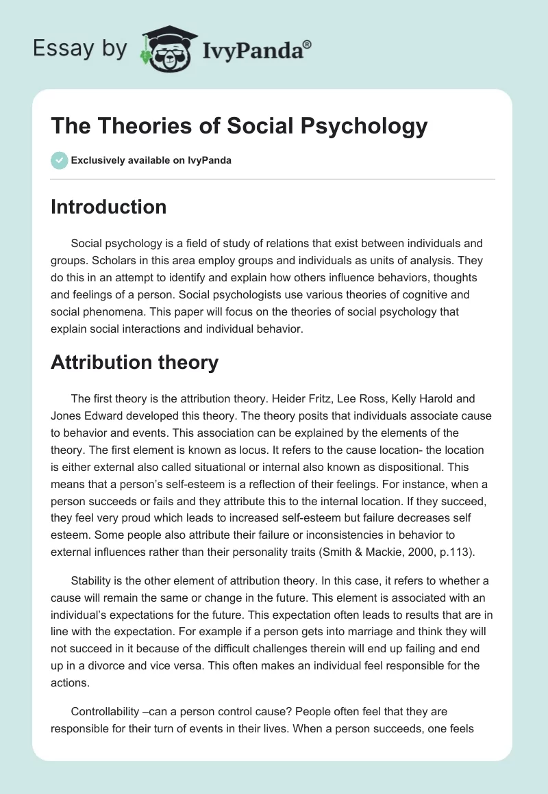 The Theories of Social Psychology. Page 1