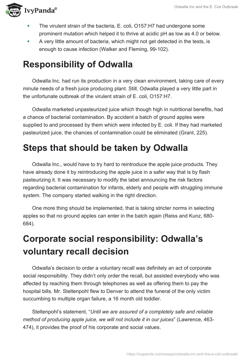 Odwalla Inc and the E. Coli Outbreak. Page 5