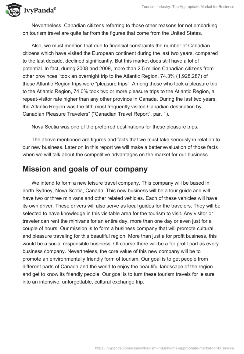 Tourism Industry: The Appropriate Market for Business. Page 2