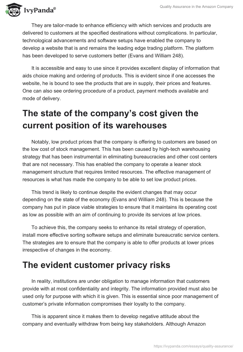 Quality Assurance in the Amazon Company. Page 3