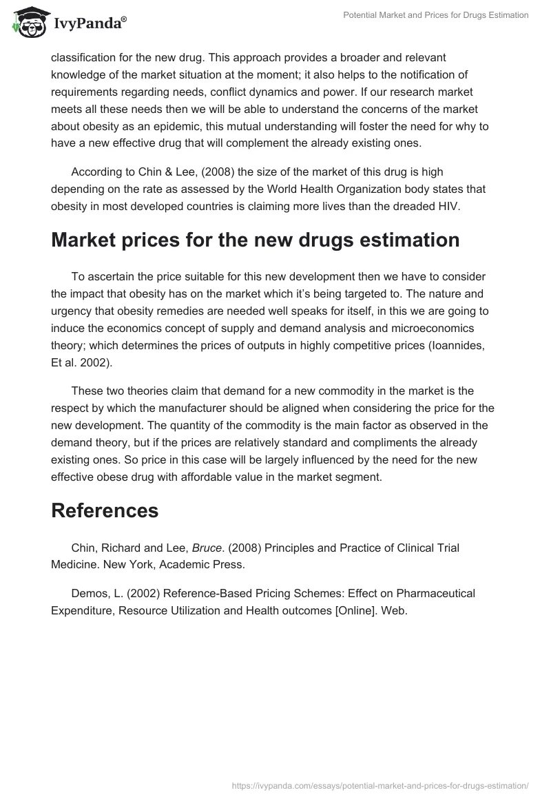 Potential Market and Prices for Drugs Estimation. Page 2