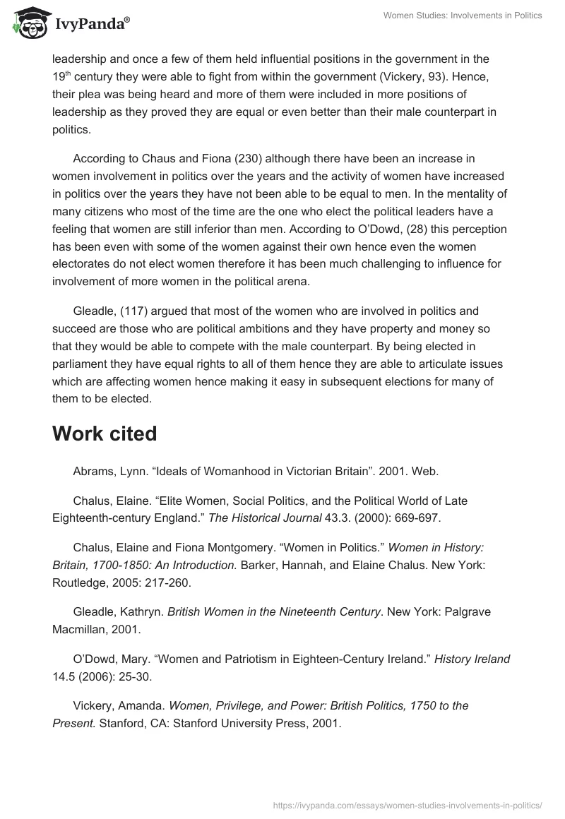 Women Studies: Involvements in Politics. Page 2