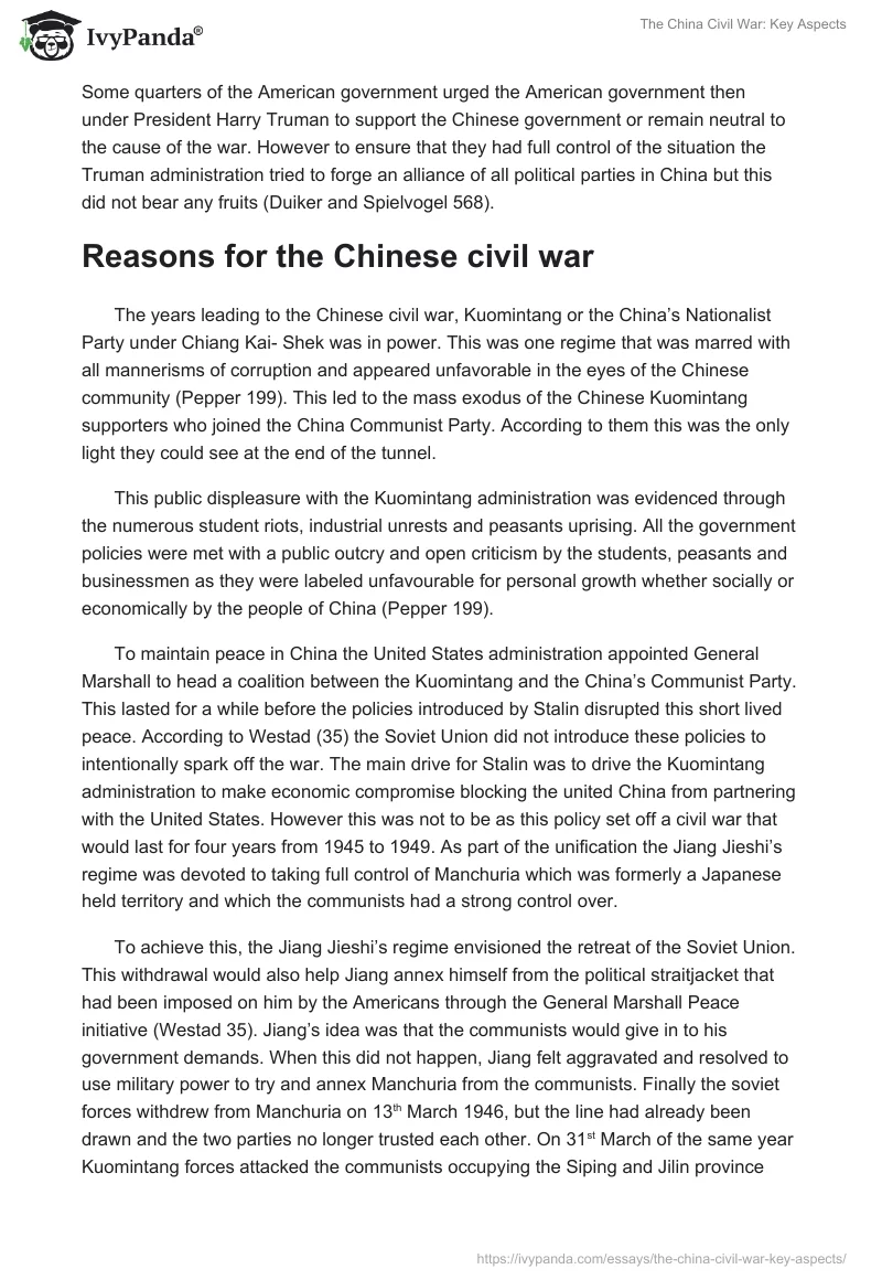 The China Civil War: Key Aspects. Page 2