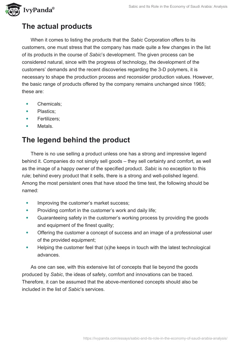 Sabic and Its Role in the Economy of Saudi Arabia: Analysis. Page 4