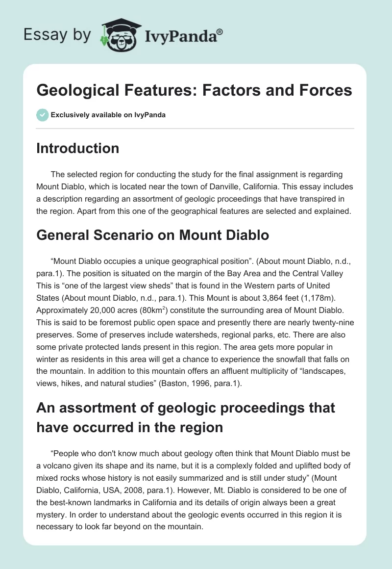 Geological Features: Factors and Forces. Page 1
