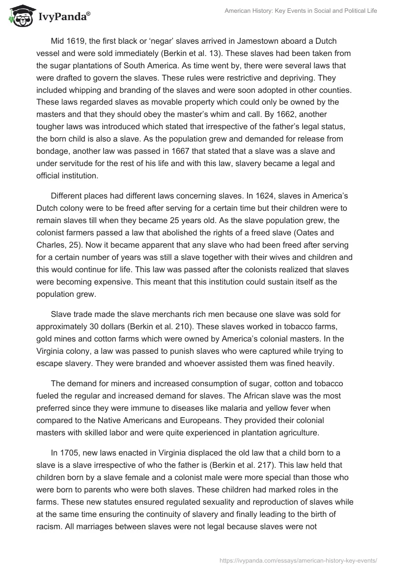American History: Key Events in Social and Political Life. Page 2