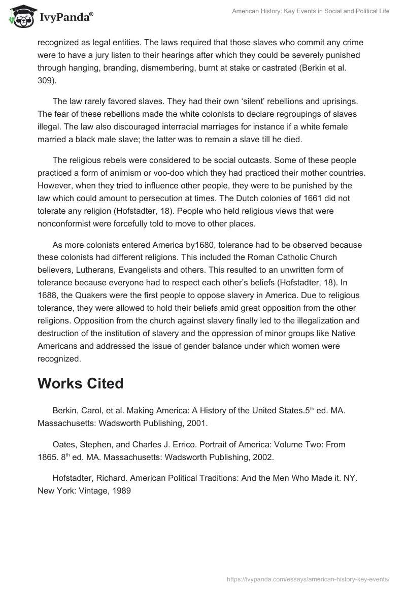 American History: Key Events in Social and Political Life. Page 3
