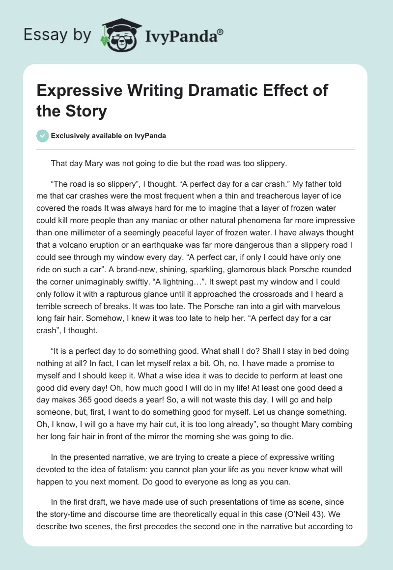 Expressive Writing Dramatic Effect of the Story. Page 1