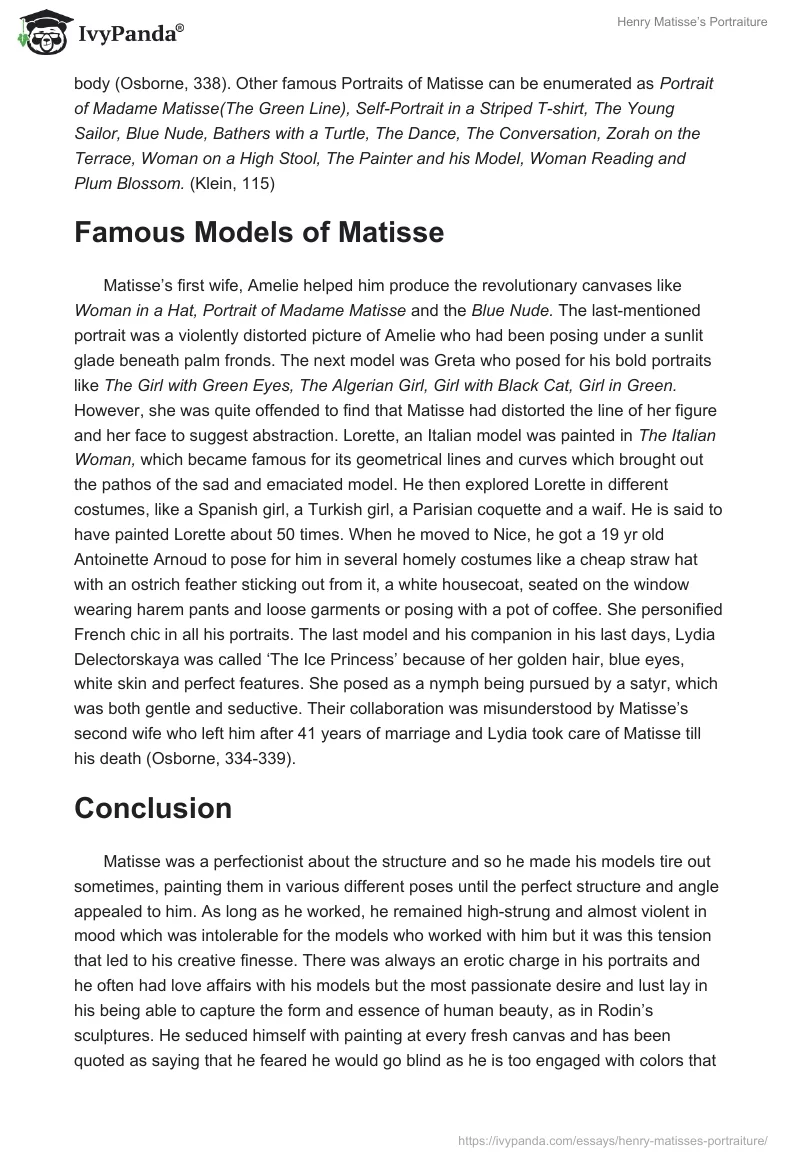 Henry Matisse’s Portraiture. Page 5