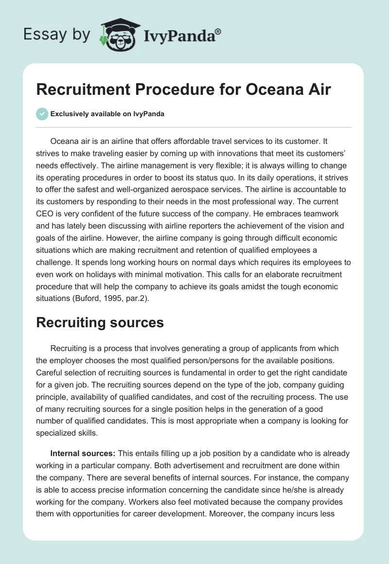 Recruitment Procedure for Oceana Air. Page 1