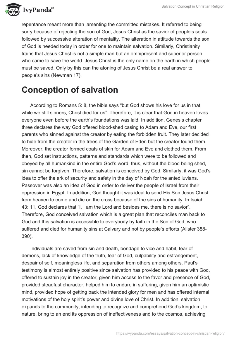 Salvation Concept in Christian Religion. Page 2