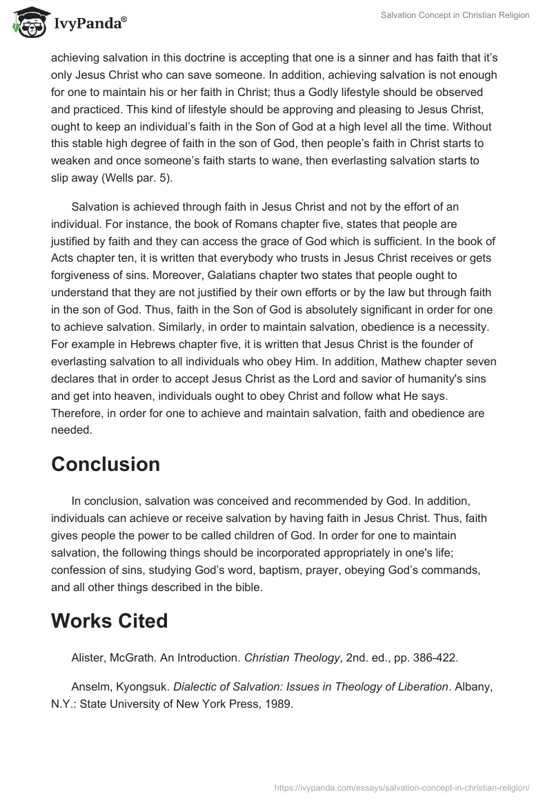 Salvation Concept in Christian Religion. Page 4