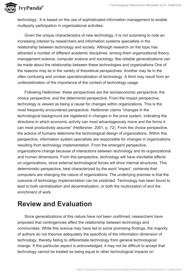 “Technological Determinism Revisited” by R. Heilbronet. Page 2