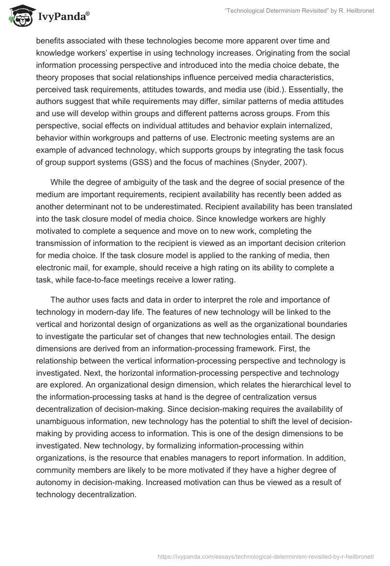 “Technological Determinism Revisited” by R. Heilbronet. Page 4