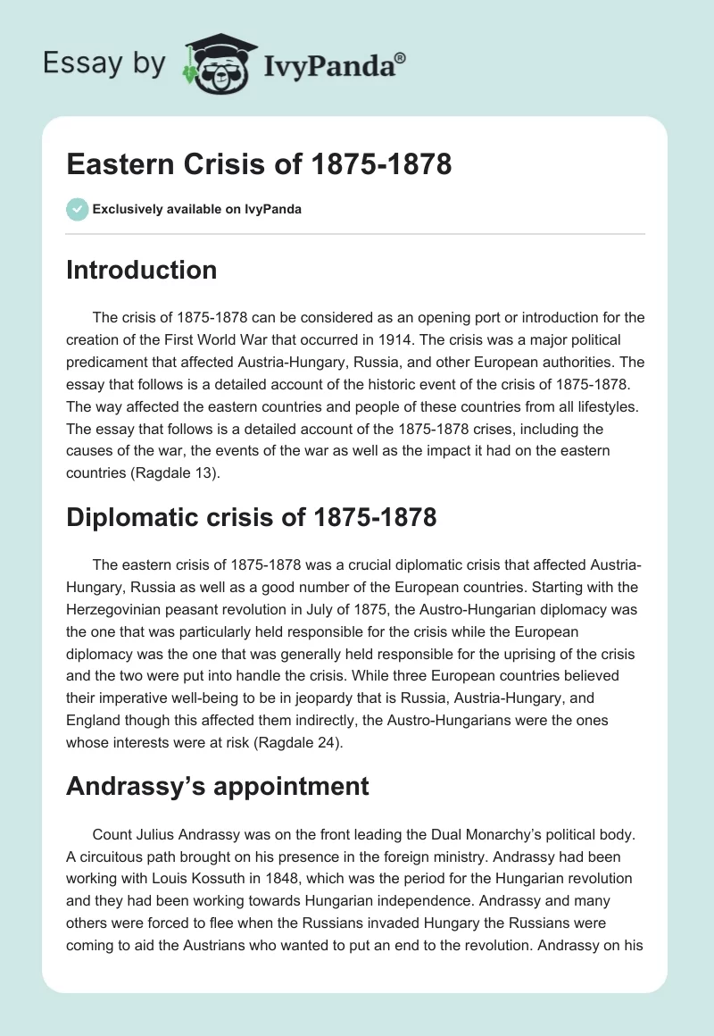 Eastern Crisis of 1875-1878. Page 1