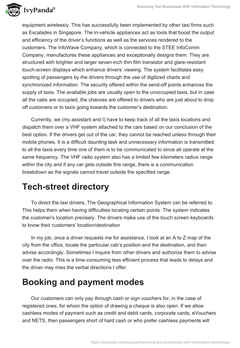 Improving Taxi Businesses With Information Technology. Page 2