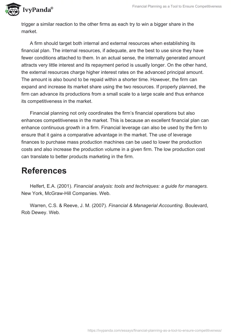 Financial Planning as a Tool to Ensure Competitiveness. Page 2