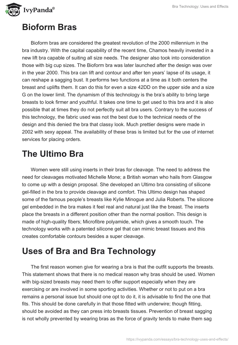 Bra Technology: Uses and Effects. Page 5