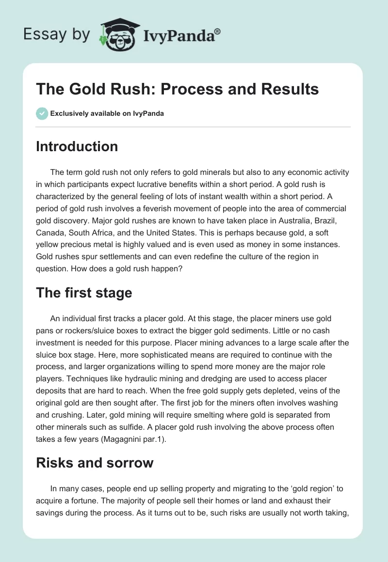 The Gold Rush: Process and Results. Page 1