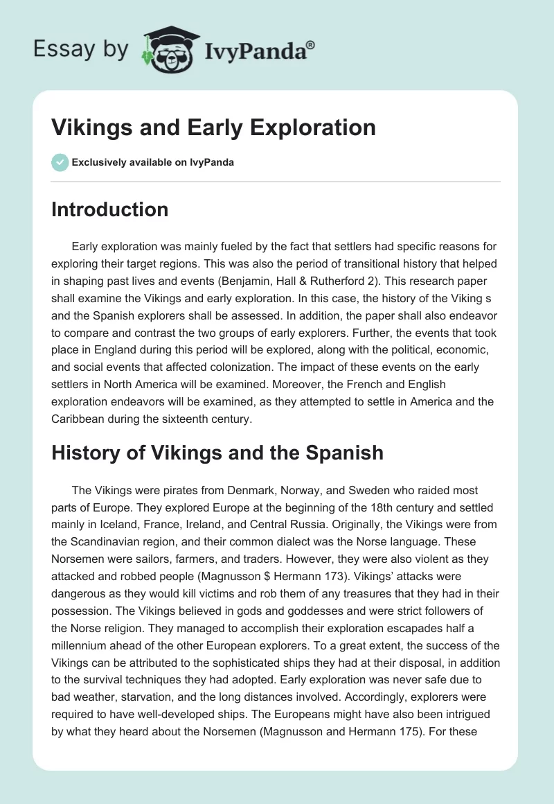 Vikings and Early Exploration. Page 1