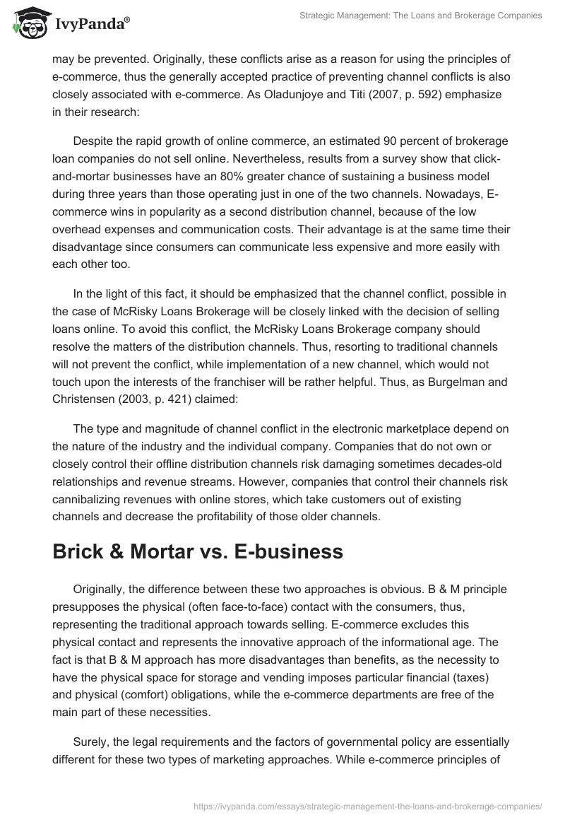 Strategic Management: The Loans and Brokerage Companies. Page 2