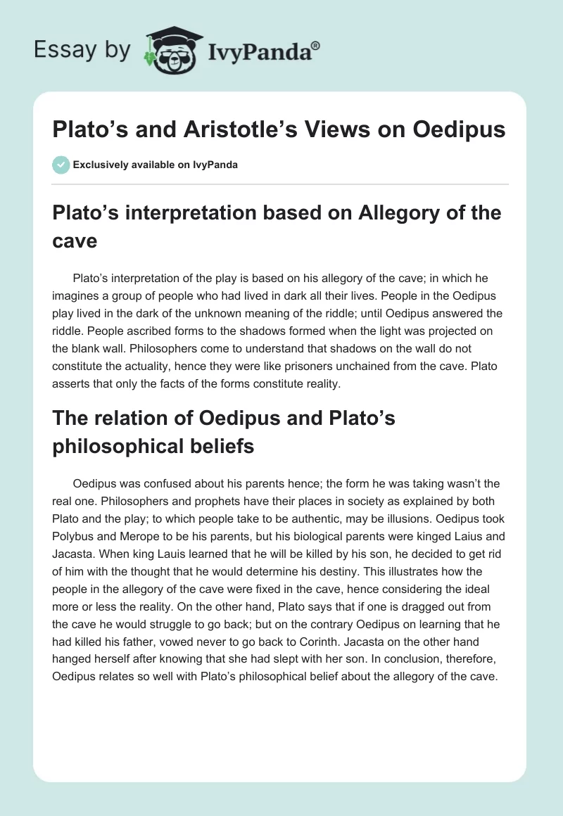Plato’s and Aristotle’s Views on Oedipus. Page 1