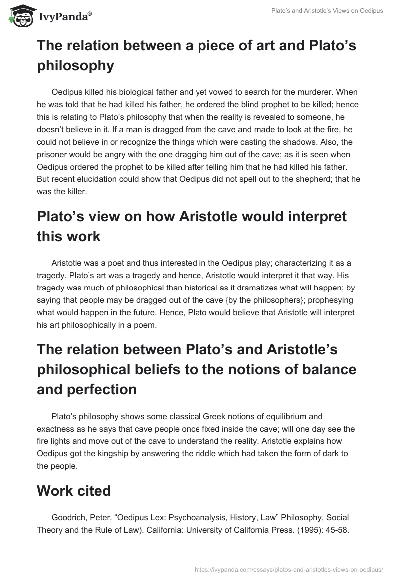 Plato’s and Aristotle’s Views on Oedipus. Page 2
