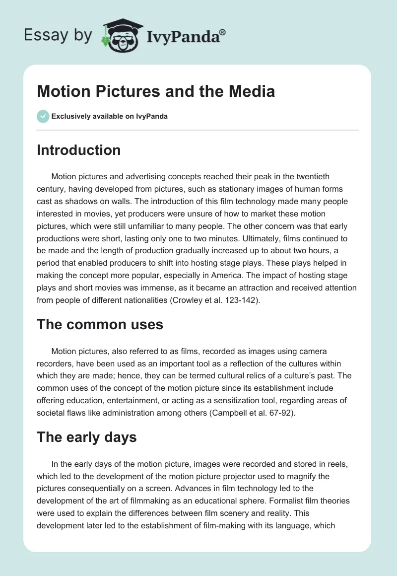 Motion Pictures and the Media. Page 1