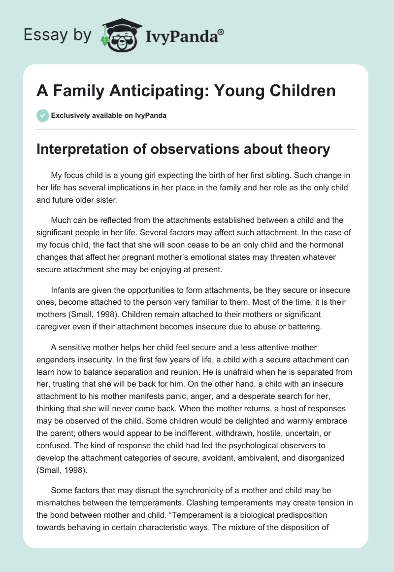A Family Anticipating: Young Children. Page 1