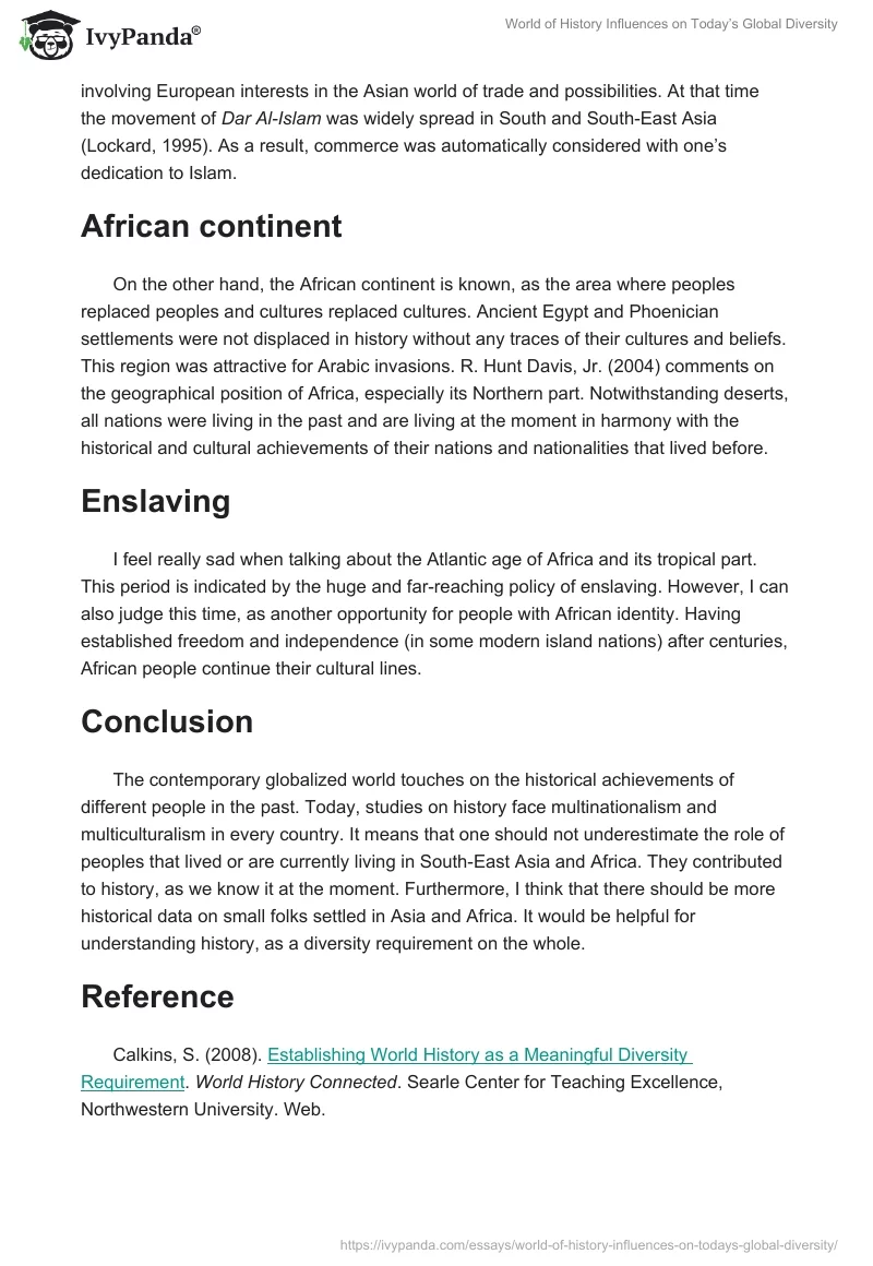 World of History Influences on Today’s Global Diversity. Page 2
