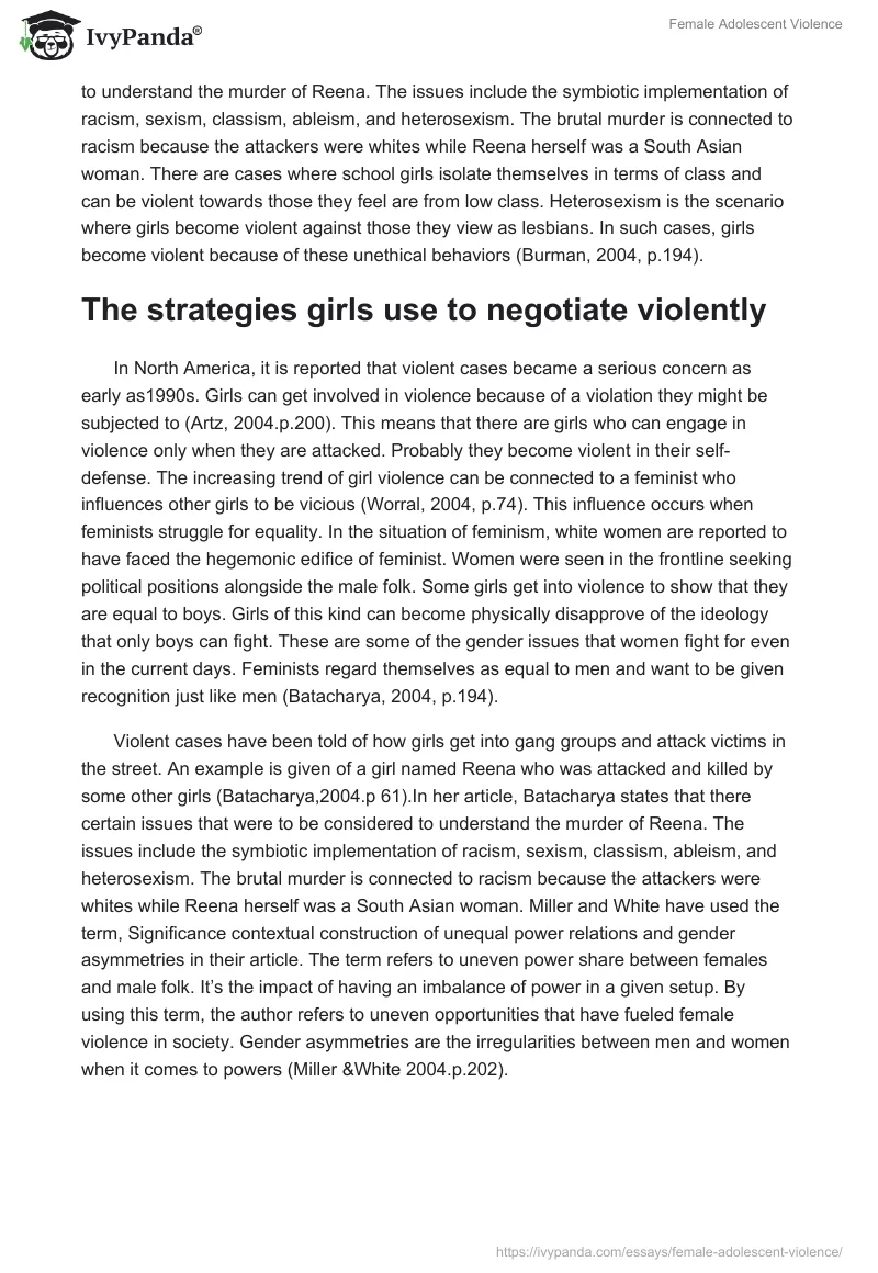 Female Adolescent Violence. Page 2