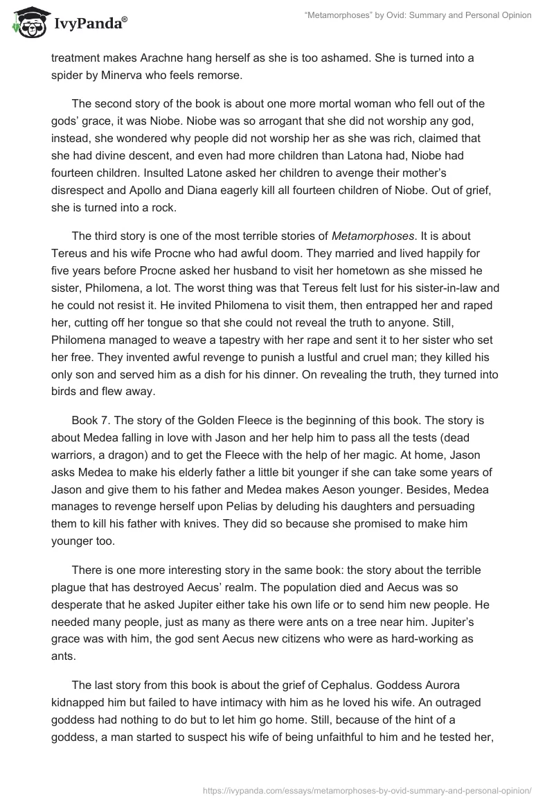 “Metamorphoses” by Ovid: Summary and Personal Opinion. Page 3