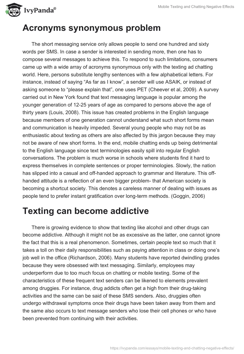 Mobile Texting and Chatting Negative Effects. Page 3