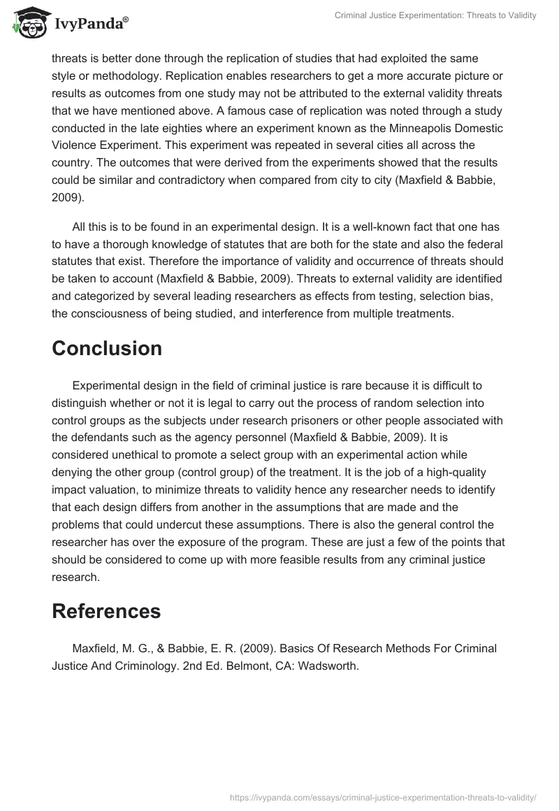 Criminal Justice Experimentation: Threats to Validity. Page 2