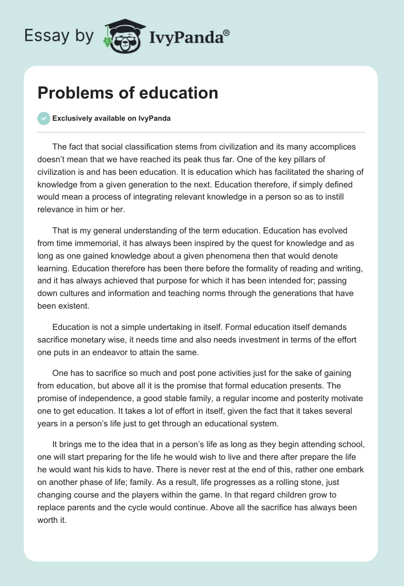 Problems of education. Page 1