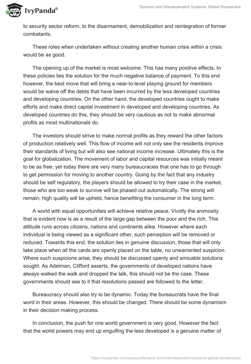 Dynamic and Interdependent Systems: Global Perspective. Page 5