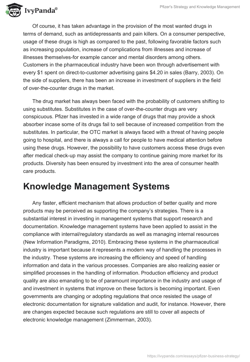 Pfizer's Strategy and Knowledge Management. Page 2