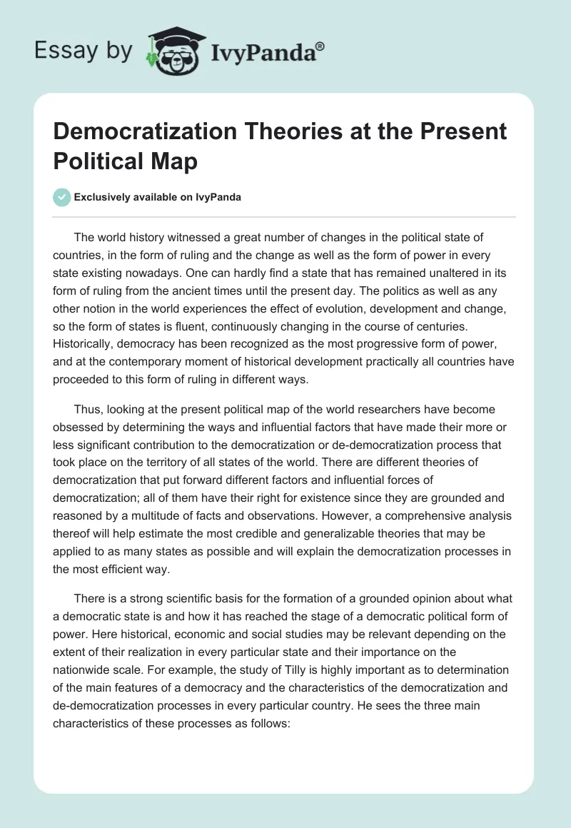 Democratization Theories at the Present Political Map. Page 1